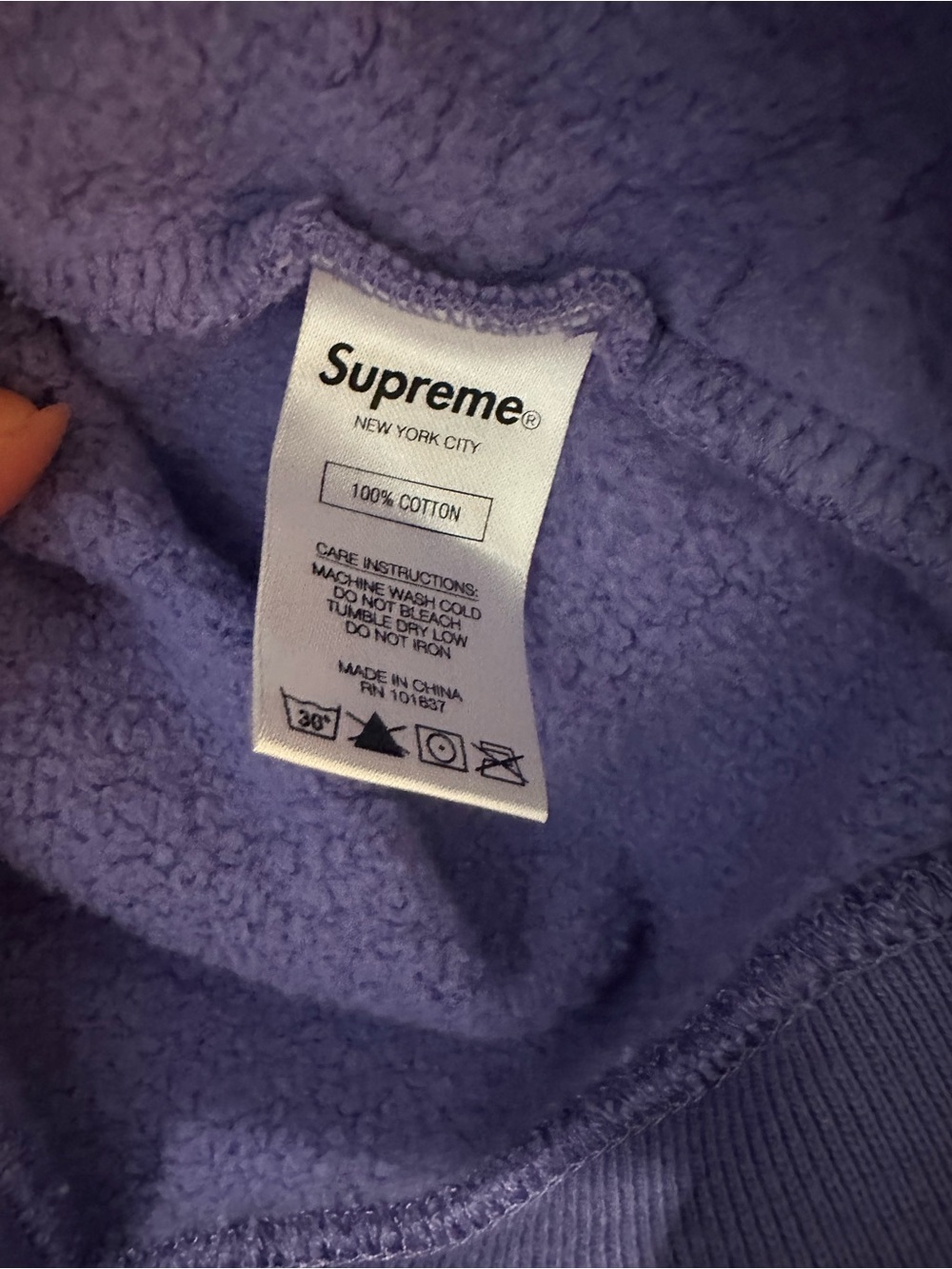 Supreme New York Lavender Hoodie Sweatshirt Practically New Worn Once